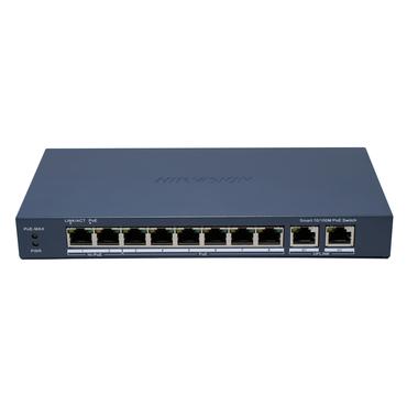 Hikvision DS-3E1310HP-EI(B) netværksswitch Administreret Fast Ethernet (10/100) Strøm over Ethernet (PoE) Grå