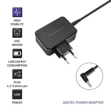 Qoltec - strømforsyningsadapter - 20 V, 3,25 A, 4,0x1,7 stik - 65 Watt