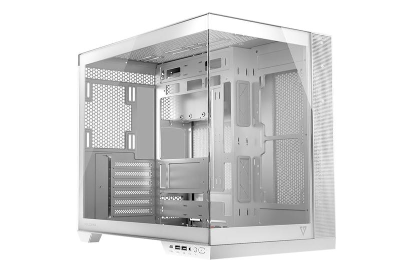 Modecom Chassi - Midi Tower - 17,5 cm - 40 cm - 6 - Härdat glas/Stål - Vit