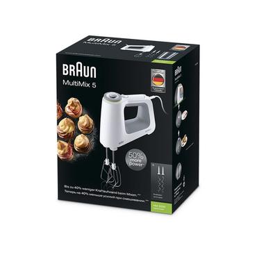 Braun HM 5000 WH. Typ  Handmixer, KabellA¤nge  1,55 m. Produktfarbe  Grau, WeiAz. Leistung  700 W. Breite  211 mm, Tiefe  75 mm, HA¶he  163 mm (0X22211017)