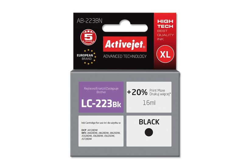 Activejet AB-223BN bl&aelig;k (erstatning Brother LC223BK; Supreme; 16 ml; sort)