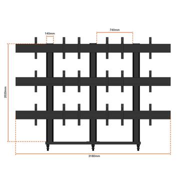 Multibrackets M Public Video Wall Stand 9-Screens st&auml;ll - f&ouml;r 9 LCD-displayer - svart