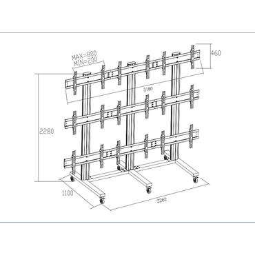 Multibrackets M Public Video Wall Stand 9-Screens st&auml;ll - f&ouml;r 9 LCD-displayer - svart