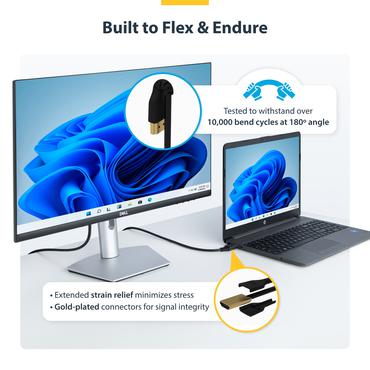StarTech.com Premiumcertifierad HDMI 2.0-kabel p&aring; 2 m med Ethernet - H&aring;llbar h&ouml;ghastighets UHD 4K 60&nbsp;Hz HDR - Robust M/M HDMI-kabel med Aramidfiber - TPE - Ultra HD-sk&auml;rmar, TV-apparater och sk&auml;rmar - HDMI-kabel med Ethernet - 2 m