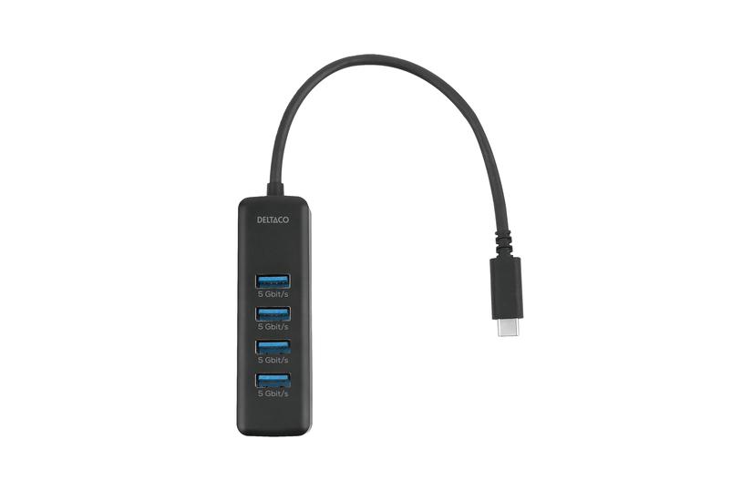 DELTACO - hub - 5 Gbps, USB-C - 4 porte