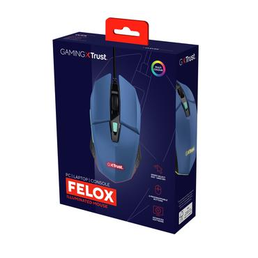 Trust GXT 109P Felox - mus - med belysning, gaming - USB - brilliant blue