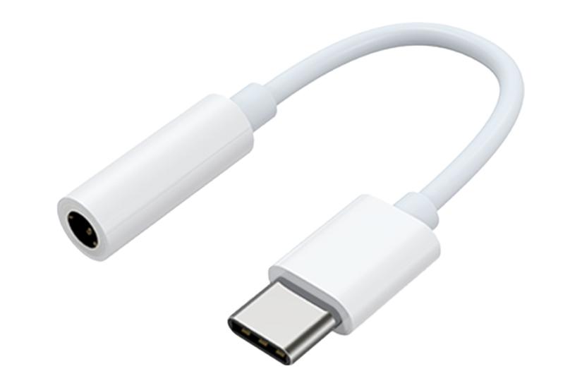Samsung Mobeen USB-C till 3,5 mm ljuduttag-adapter vit, h&ouml;rlursadapter.