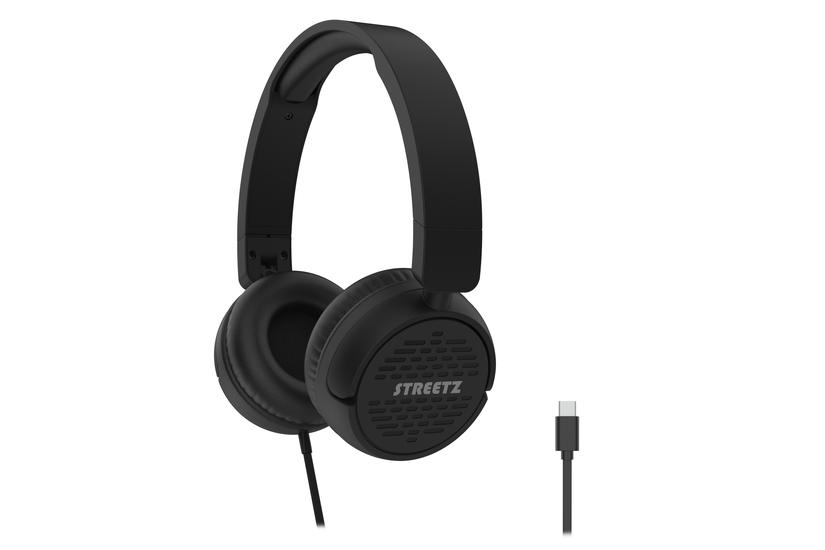 HC210 Headphones, microphone, volume control, USB-C, black