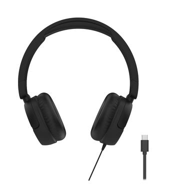 HC210 Headphones, microphone, volume control, USB-C, black