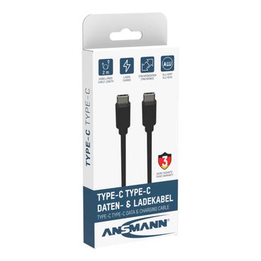 Ansmann 1700-0122 USB-kabel 2 m USB C Sort