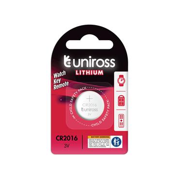 Uniross Batteries Batteri - 3 V - CR2016 - 1 styck - Lithium Manganese Dioxide - 80