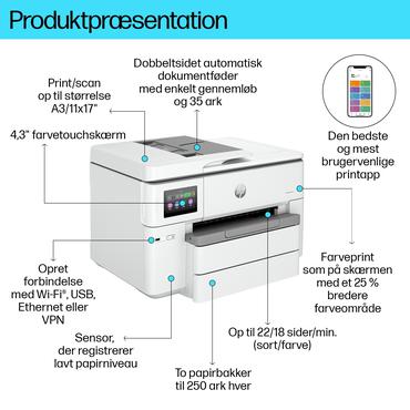 HP OfficeJet Pro 9730e Trådløst All-in-One Farve Printer, Instant Ink; 2-sidet printning