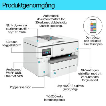 HP OfficeJet Pro 9730e Trådløst All-in-One Farve Printer, Instant Ink; 2-sidet printning