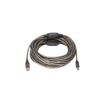 Manhattan 152389 USB-kabel USB 2.0 15 m USB A USB B Sort