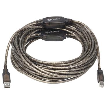 Manhattan 152389 USB-kabel USB 2.0 15 m USB A USB B Sort