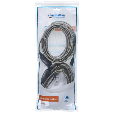 Manhattan 152389 USB-kabel USB 2.0 15 m USB A USB B Sort