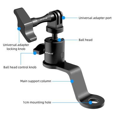 PULUZ Aluminum Motorcycle Mirror Camera Mount (Black)