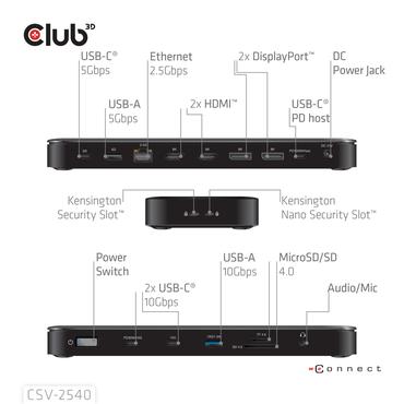 CLUB3D CSV-2540 dockingstation Docking USB 3.2 Gen 1 (3.1 Gen 1) Type-C Sort