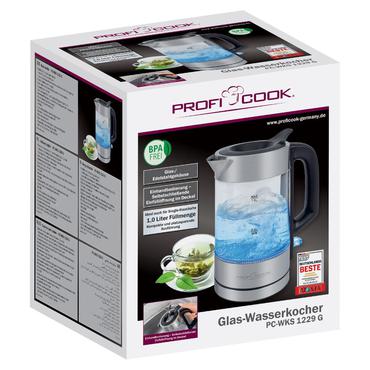 ProfiCook PC-WKS 1229 G elkedel 1 L 1600 W Rustfrit st&aring;l, Transparent