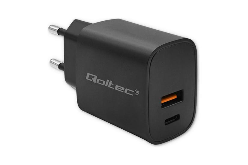 Qoltec Power Pro strømforsyningsadapter - GaN, 5-20V, 1,5-3A - 24 pin USB-C, USB - 30 Watt