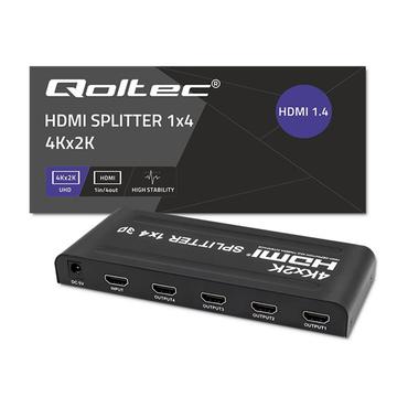 Qoltec - video-/audiosplitter - aktiv, h&oslash;j stabilitet - 4 porte