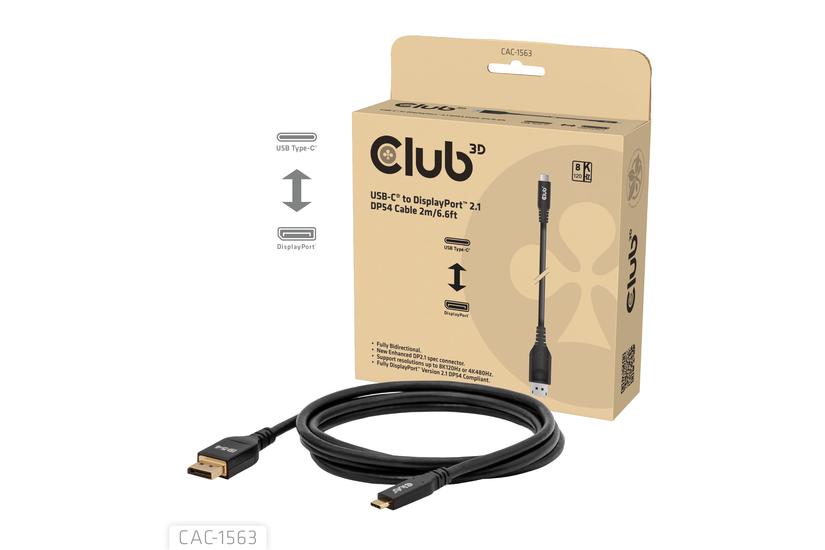 CLUB3D CAC-1563 videokabel adapter 2 m USB Type-C DisplayPort Sort