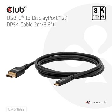 CLUB3D CAC-1563 videokabel adapter 2 m USB Type-C DisplayPort Sort
