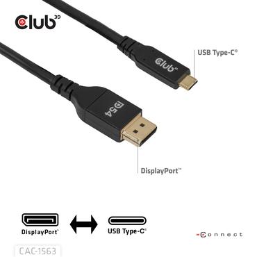 CLUB3D CAC-1563 videokabel adapter 2 m USB Type-C DisplayPort Sort