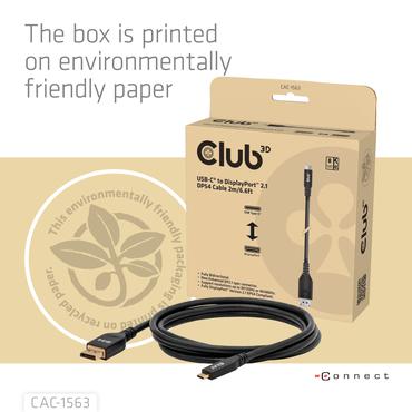 CLUB3D CAC-1563 videokabel adapter 2 m USB Type-C DisplayPort Sort