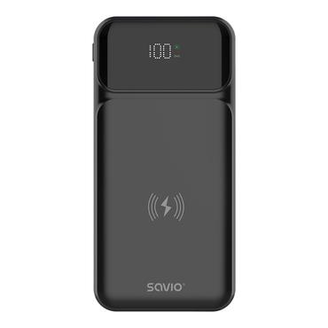 Savio BA-09 powerbank Lithium polymer (LiPo) 37 mAh Trådløs opladning Sort