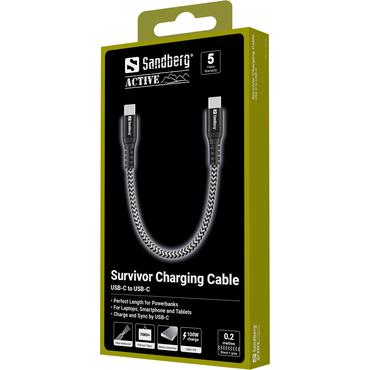 Sandberg 441-66 USB-kabel USB 2.0 0,2 m USB C Sort, Hvid