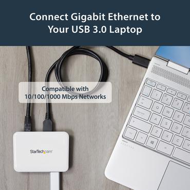 StarTech.com USB 3.0 to Gigabit Ethernet NIC Network Adapter with 3 Port Hub