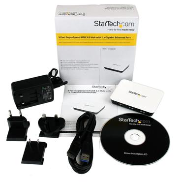 StarTech.com USB 3.0 to Gigabit Ethernet NIC Network Adapter with 3 Port Hub