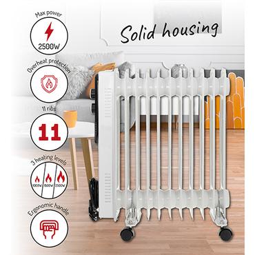 Adler AD 7817 varmeapparat Indendørs Hvid 2500 W Olie elektrisk områdevarmer