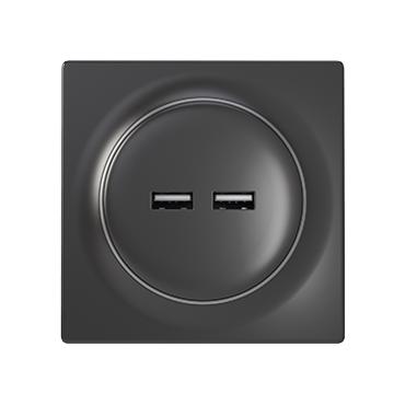Fibaro FGWU-021-8 stikkontakt 2x USB Sort