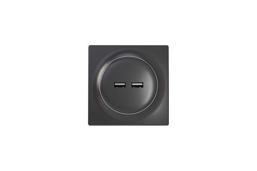Fibaro FGWU-021-8 stikkontakt 2x USB Sort