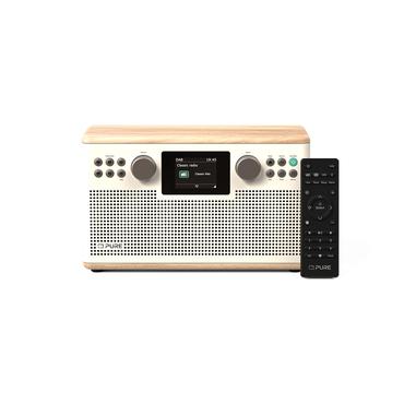 Pure Acoustics Radio - DAB+, FM - 30 W - Cotton White/Oak - 2 højttaler - Vekselstrøm