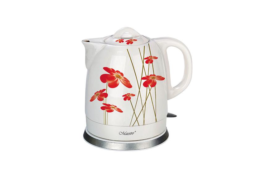 Feel Maestro MR-066-RED FLOWERS elkedel 1,5 L 1200 W R&oslash;d, Hvid