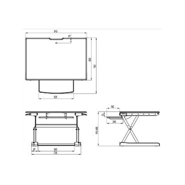M Deskstand Workstation II - skrivbord för sittande/stående - rektangulär - svart