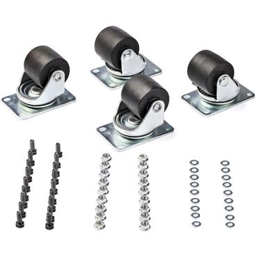 StarTech.com Heavy Duty Casters for Server Racks/Cabinets, Set of 4 Universal M6 2-inch Swivel Caster Kit, 45x75mm Pattern, Replacement Caster Wheels for 4 Post Racks, Steel/Plastic - 4-Pack Rolling Caster Kit (RKCASTER2) - st&ouml;dhjulssats f&ouml;r rack