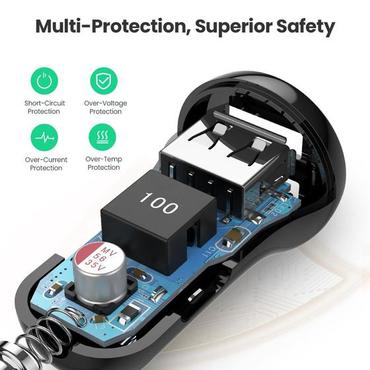 Ugreen 50875 oplader til mobil enhed MP4, Mobil computer Sort Cigartænder Automatisk