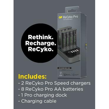 I ReCyko Pro Charger Dock kan du placere to opladere med i alt otte batterier.