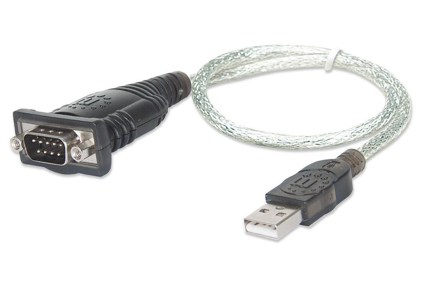 Manhattan 205146 serielkabel Sort, Transparent 0,45 m USB Type-A D-Sub (DB-9)