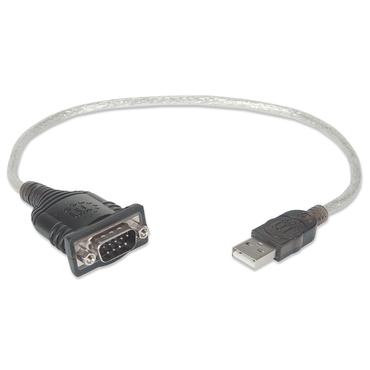 Manhattan 205146 serielkabel Sort, Transparent 0,45 m USB Type-A D-Sub (DB-9)