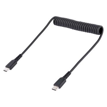 StarTech.com 20in (50cm) USB C Charging Cable, Coiled Heavy Duty Fast Charge & Sync USB-C Cable, High Quality USB 2.0 Type-C Cable, Rugged Aramid Fiber, TPE, 3A, S20, iPad, Pixel - Durable Male to Male USB, Black - USB Type-C kabel - 24 pin USB-C til 24 pin USB-C - 50 cm