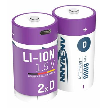 Ansmann 1314-0005 husholdningsbatteri Genopladeligt batteri D Lithium-Ion (Li-Ion)