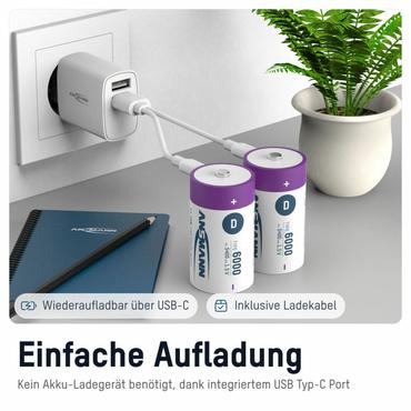 Ansmann 1314-0005 husholdningsbatteri Genopladeligt batteri D Lithium-Ion (Li-Ion)