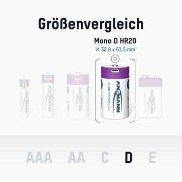 Ansmann 1314-0005 husholdningsbatteri Genopladeligt batteri D Lithium-Ion (Li-Ion)