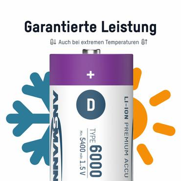 Ansmann 1314-0005 husholdningsbatteri Genopladeligt batteri D Lithium-Ion (Li-Ion)