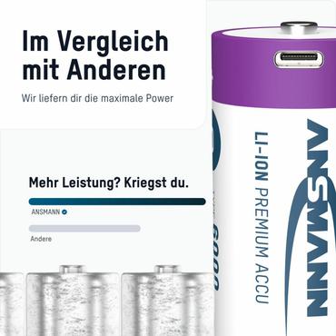 Ansmann 1314-0005 husholdningsbatteri Genopladeligt batteri D Lithium-Ion (Li-Ion)